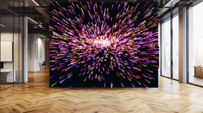 black background, explosion of fireworks spread out beautifully. Wall mural