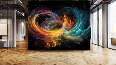 A colorful, swirling light painting captured with long exposure photography, illustrating the beauty of motion and light --ar 2 1, concept of Abstractness, created with Generative AI technology Wall mural