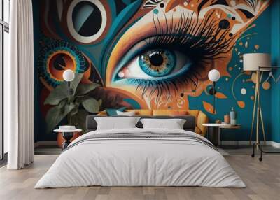 bright bold wall mural with intricate pattern showcasing maximalisms use of eye-catching patterns an Wall mural