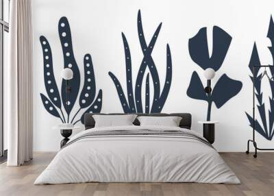 Seaweed. Set of the five plants. Perfect for your design. Wall mural