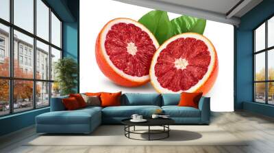 Blood red oranges isolated on white background with clipping path and full depth of field Wall mural