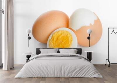 boiled egg and half isolated on white background Wall mural