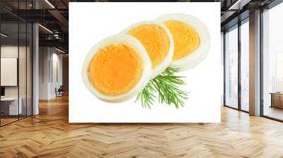 boiled egg slice isolated on white background Wall mural