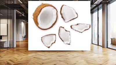 coconut isolated on white background. Top view. Flat lay Wall mural