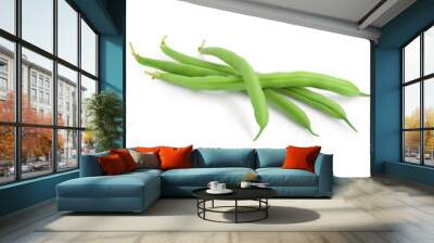 Green beans isolated on a white background with full depth of field. Setor collection Wall mural