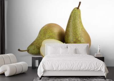 Green conference pear isolated on white background with clipping path and full depth of field Wall mural