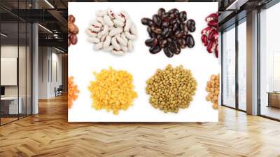 mix legumes isolated on white background. Top view. Flat lay Wall mural