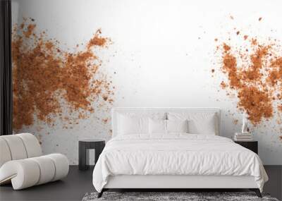 Nutmeg powder isolated on white background. Top view Wall mural