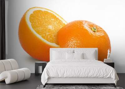 Orange fruit with half isolated on white background with full depth of field Wall mural