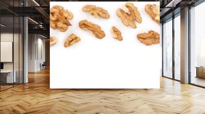 peelled Walnuts isolated on white background with copy space for your text. Top view. Flat lay Wall mural