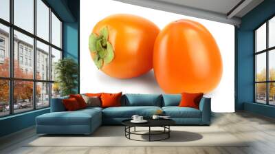 Persimmon fruit isolated on white background close-up Wall mural