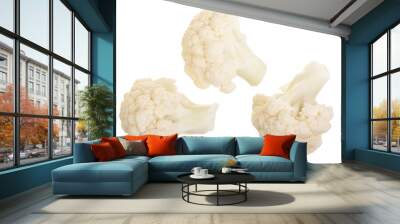 Piece of cauliflower isolated on white background without a shadow. Top view. Flat lay Wall mural