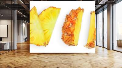 pineapple slices isolated on white background with clipping path and full depth of field. Top view. Flat lay Wall mural