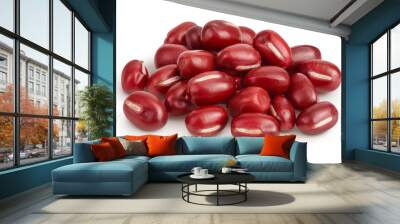 Red adzuki beans isolated on white background Wall mural