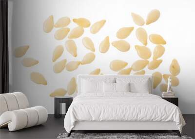 Sesame seeds isolated on white background top view. Flat lay Wall mural