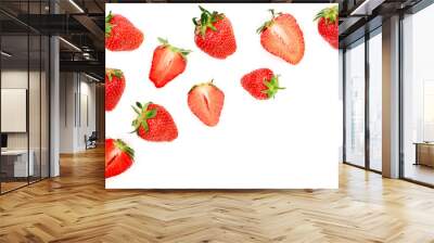 Strawberries isolated on white background with copy space for your text. Top view. Flat lay pattern Wall mural