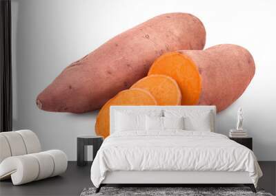 Sweet potato isolated on white background closeup Wall mural