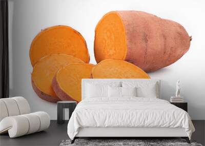 Sweet potato isolated on white background closeup Wall mural