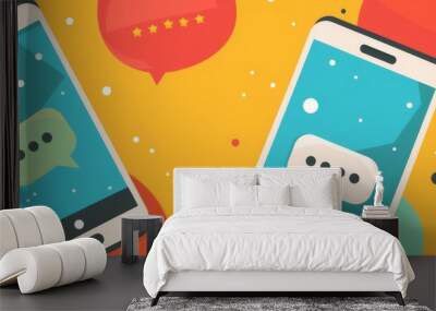 Mobile chat communication concept with modern design Wall mural