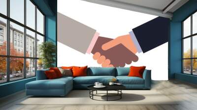 Vector illustration of black and white man handshake. Business c Wall mural