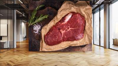 Piece of beef raw meet. Juicy raw beef steak. Wall mural