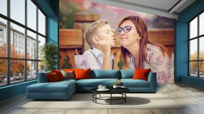 family and food concept Wall mural