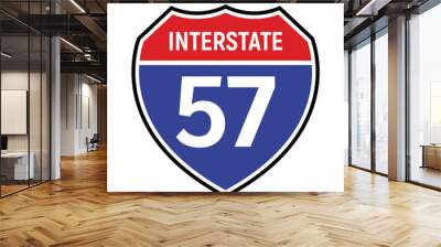 57 route sign icon. Vector road 57 highway interstate american freeway symbol Wall mural