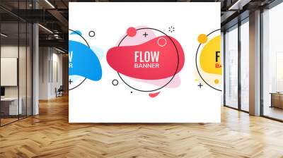 Abstract flow banner memphis style template. Creative modern design futuristic banner Wall mural