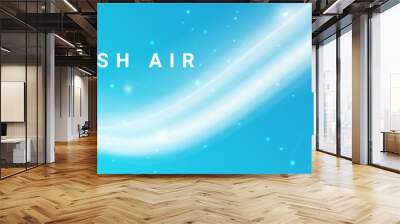 blue waves fresh air aroma vector abstract clean flow technology condition design wavy pattern strea Wall mural