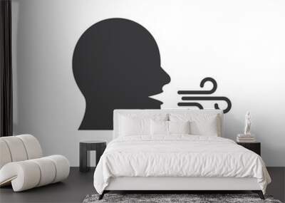 Breath line vector icon. Mouth cough health flue symbol Wall mural