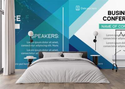 Business conference template banner design corporate seminar. Business meeting forum poster Wall mural