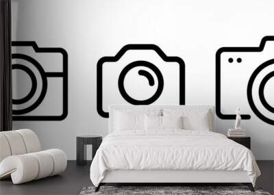 Camera line icon stroke vector photo outline logo. Photography pictogram camera web symbol Wall mural