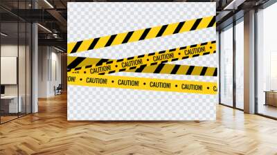 Caution tape stripe danger line. Police hazard do not cross yellow tape safety warning Wall mural