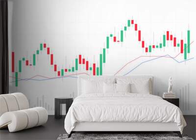 Chart candle stock graph forex market. Trade candle chart stock finance price exchange background crypto currency. Wall mural