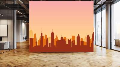 Cityscape silhouette urban illustration. City skyline building town skyscraper horizon background Wall mural