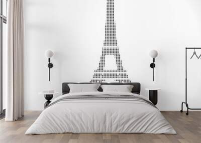 Eiffel Tower Dot silhuette. Halftone Dotwork Vector illustration Wall mural