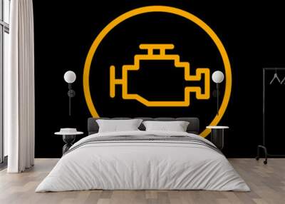 Engine car check icon. Car vector dashboard engine silhouette alert symbol Wall mural