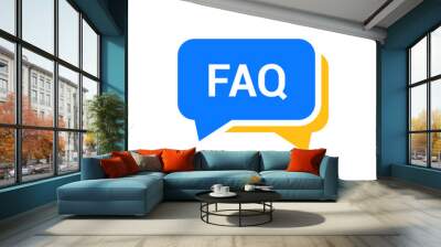 Faq help flat design icon. Query frequently question speech vector information symbol Wall mural