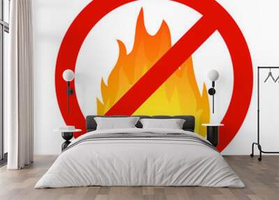 Fire flammable symbol, hazzard flame sign. Safety stop burn warning icon Wall mural