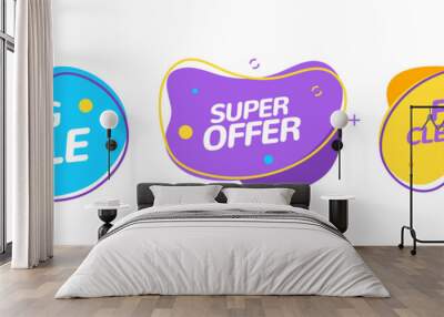 Fluid shape Sale element banner. Vector best offer splash badge discount bubble design Wall mural