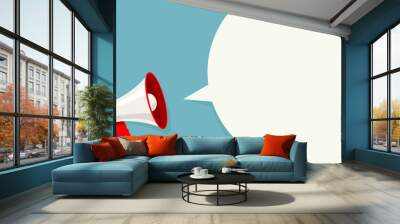 Megaphone white bubble for social media marketing concept. Vector announce for marketing Wall mural