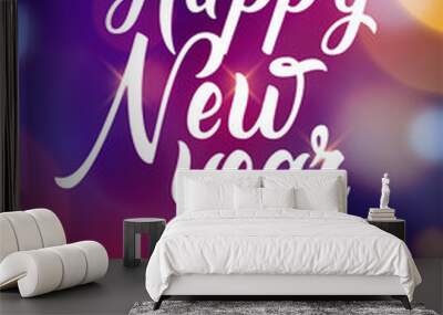 New Year party design banner. Event celebration flyer template bokeh lights. New year festive poster invitation 2017 Wall mural