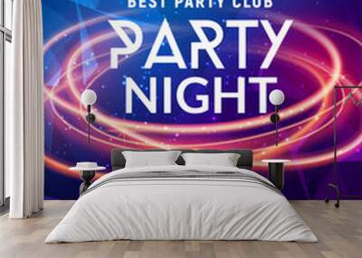 Night dance party music night poster template. Electro style concert disco club party event flyer invitation Wall mural