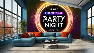 Night dance party music night poster template. Electro style concert disco club party event flyer invitation Wall mural