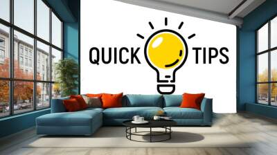 Quick tip hint vector icon bulb. Fact tip idea line icon logo guide Wall mural