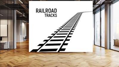 Railway train track vector route. Rail pattern curve railroad path icon. Wall mural