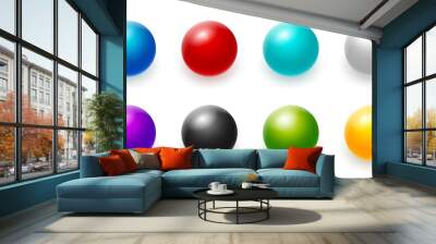 Rainbow 3d ball blue red sphere yellow vector isolated color circle bubble icon Wall mural