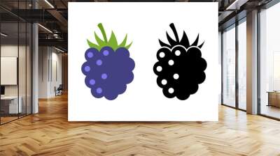 Raspberry vector icon illustration. Flat berry sweet healthy organic fruit raspberry blackberry Wall mural