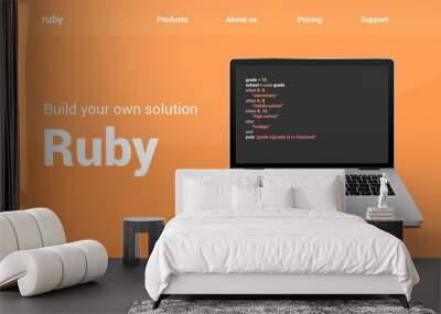 Ruby programming code technology banner. Ruby language software coding development website design Wall mural