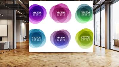 Set of colorful round abstract banners overlay shape. Graphic banners design. Label graphic fun tag concept Wall mural